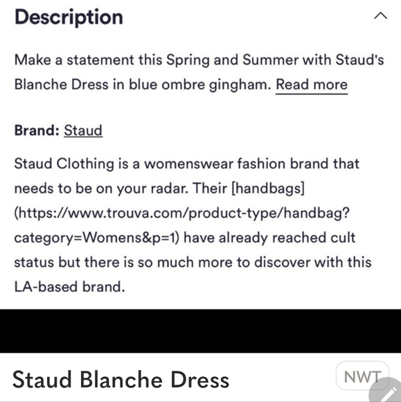 STAUD blanche blue white cottagecore ombre gingham check cutout midi dress small - Picture 8 of 15